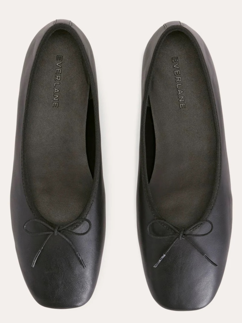Everlane Black Leather The Day Ballet Flats with Bow - Picture 2 of 11